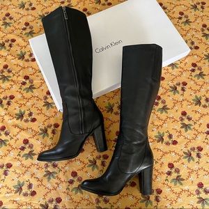 Calvin Klein Black Leather Tall Boot
